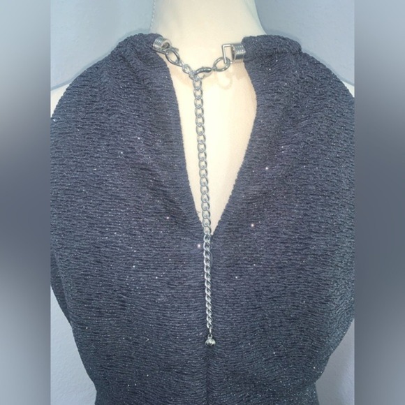 Eliza J Dress Sparkle Gray Halter Neck Sleeveless Cocktail Party Ruched Chain 12 - Picture 5 of 15